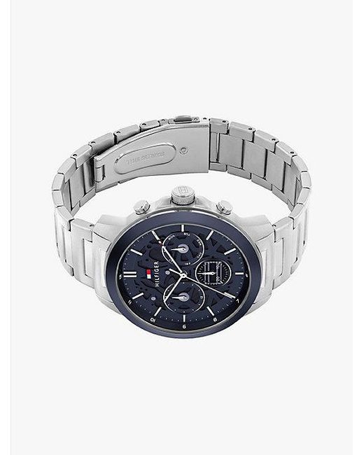 Reloj Con Esfera Esqueletizada Y Subesferas Tommy Hilfiger de hombre de color Blue