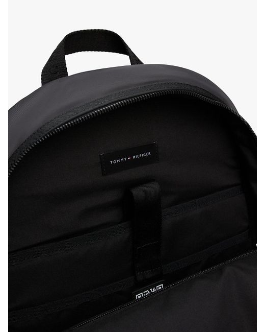 Tommy Hilfiger Black Textile Logo Patch Dome Backpack for men