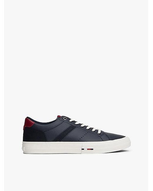 Tommy Hilfiger Leren Sneaker Met Gemengde Texturen in het White voor heren