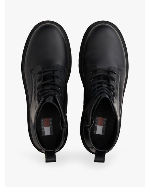 Bottes En Cuir Crantées À Lacets Tommy Hilfiger pour homme en coloris Black