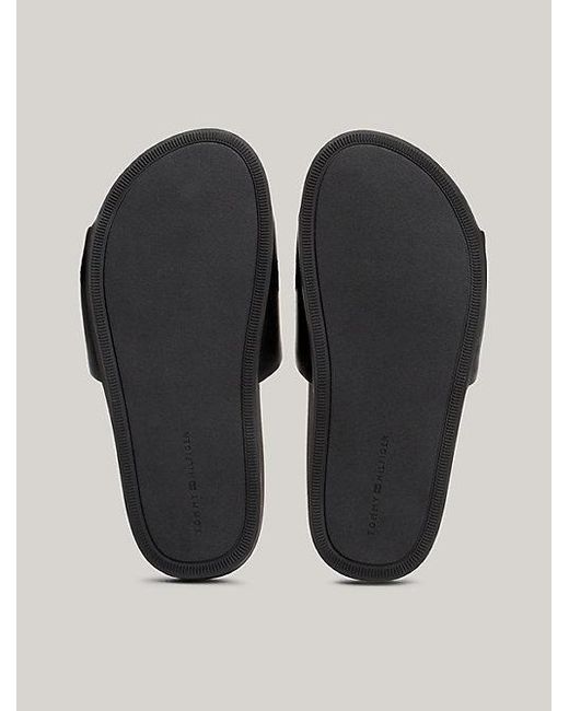 Sandalias planas de piel con monograma TH Tommy Hilfiger de color Black