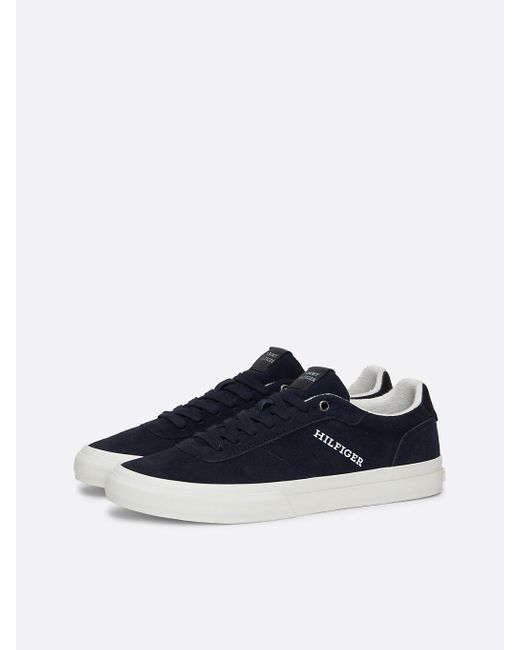 Tommy Hilfiger Blue Suede Side Logo Trainers for men