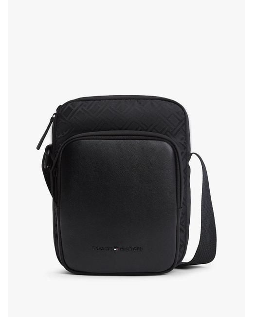 Tommy Hilfiger Black Flag Jacquard Crossbody Reporter Bag for men