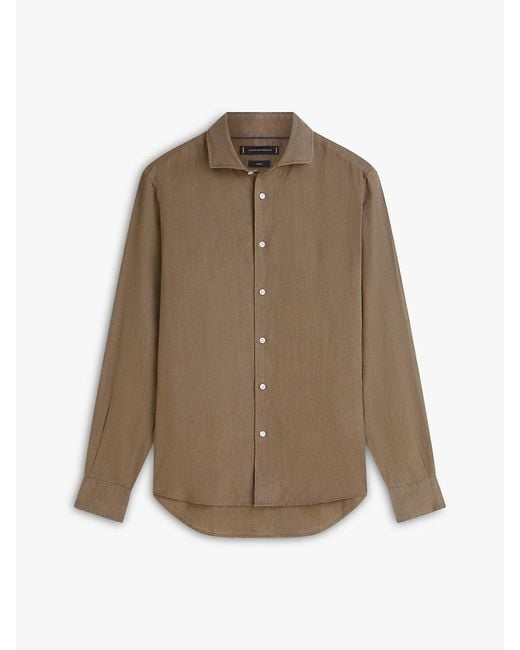 Tommy Hilfiger Natural New York Label Slim Fit Pure Linen Shirt for men