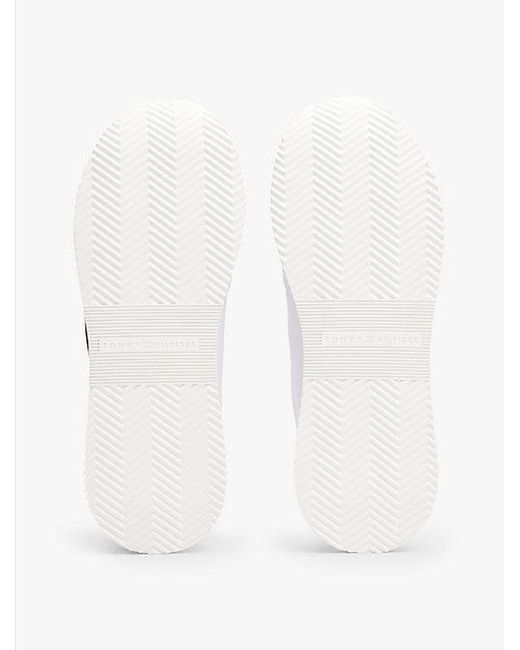 Tommy Hilfiger Leren Sneaker Met Metalen Th-Monogram in het White