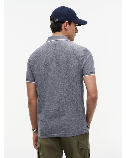 Tommy Hilfiger Blue Regular Fit Pique Polo Shirt With Linen for men