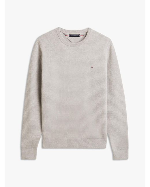 Tommy Hilfiger Gray Textured Knit Crew Neck Jumper for men
