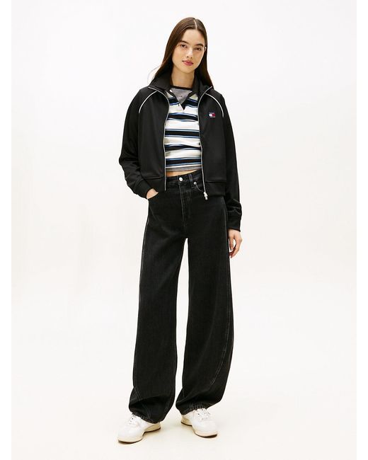 Tommy Hilfiger Black Mid Rise Barrel Leg Jeans