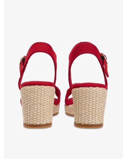 Tommy Hilfiger Red Th Monogram Woven Wedge Espadrilles