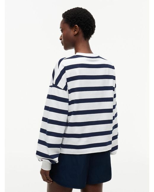 Tommy Hilfiger White Logo Relaxed Crew Neck Sweatshirt