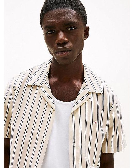 Tommy Hilfiger Regular Fit Kurzarmhemd Mit Streifen in Natural für Herren