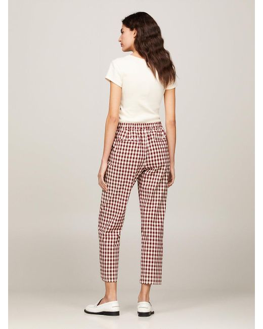 Tommy Hilfiger Pink Gingham Slim Fit Straight Trousers