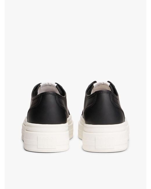Tommy Hilfiger White Debossed Logo Platform Trainers With Leather