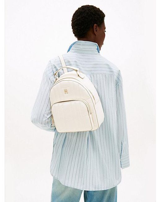 Tommy Hilfiger White Rucksack Mit Gesteppter Flag Und Th-Monogramm