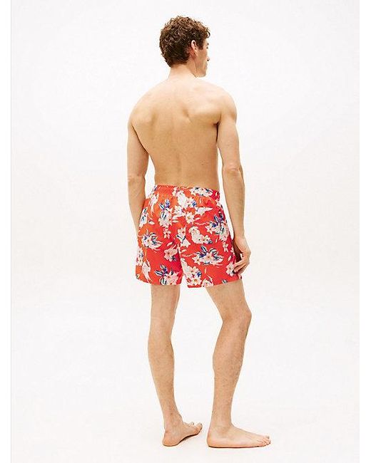 Tommy Hilfiger Medium Lange Zwemshort Met Print in het Red voor heren