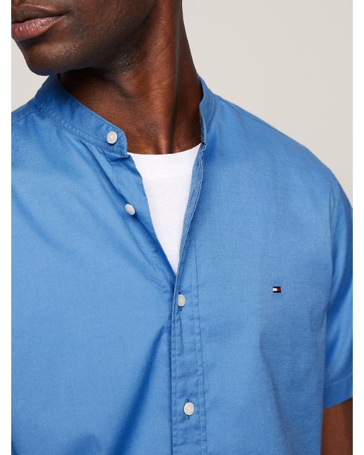 Chemise à col grand-père TH Flex Tommy Hilfiger pour homme en coloris Blue