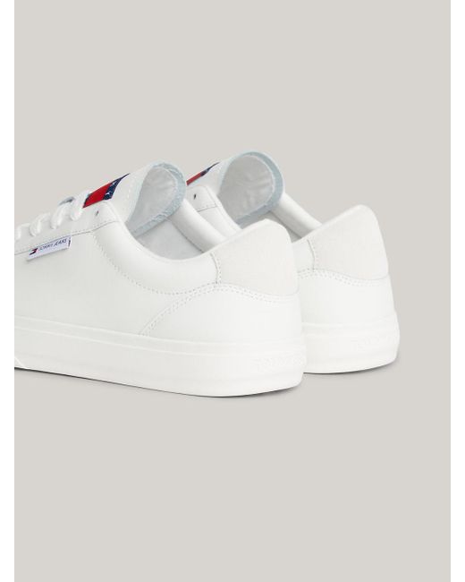 Tommy Hilfiger White Essential Logo Leather Cupsole Trainers
