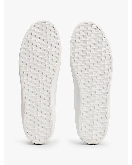 Tommy Hilfiger Metallic Leren Sneaker Met Logo in het White