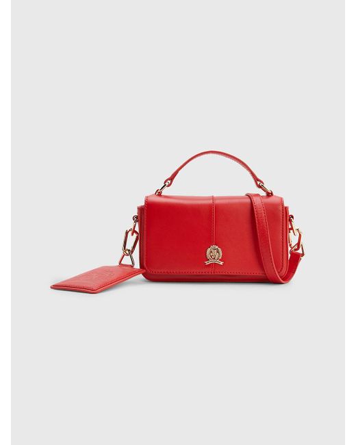 Tommy Hilfiger Red Crest Leather Crossover Bag
