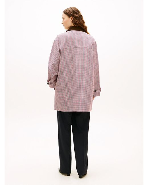 Tommy Hilfiger Pink Water Repellent Check Oversized 2-in-1 Coat