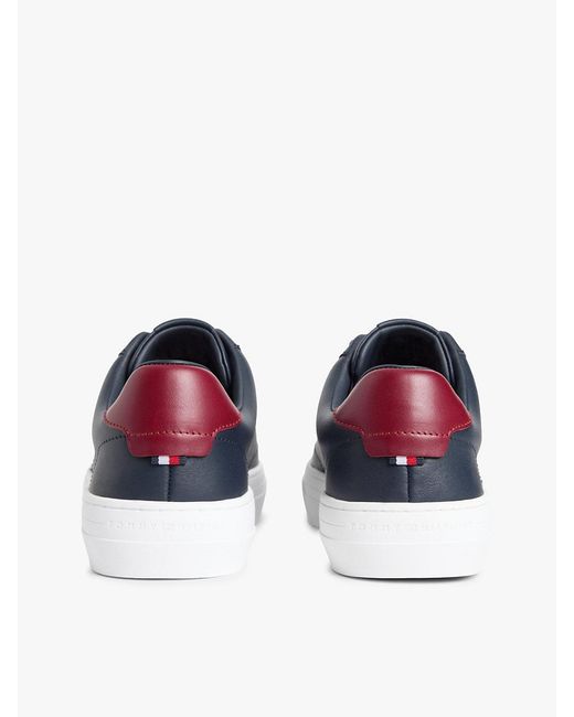 Tommy Hilfiger Blue Premium Leather Cupsole Trainers for men