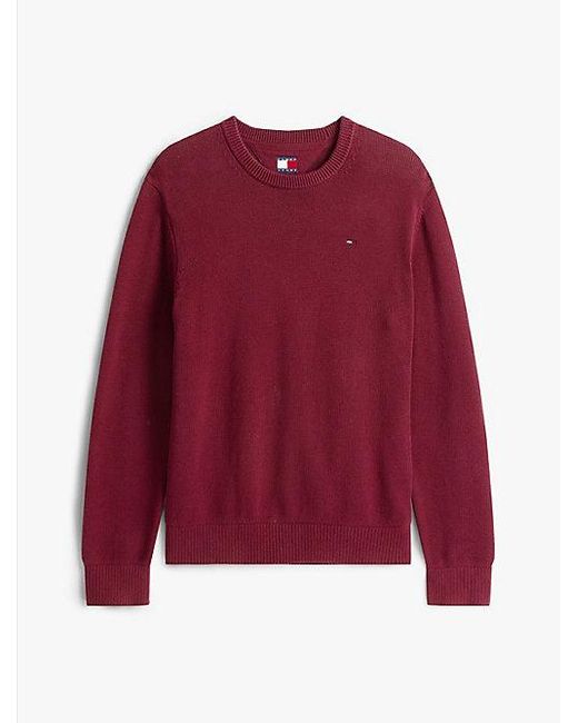 Tommy Hilfiger Slim Fit Pullover Mit Rundhalsausschnitt in Red für Herren