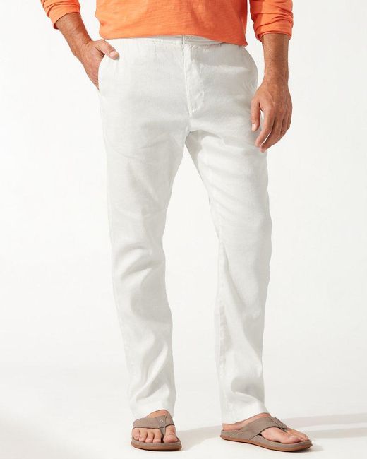 Tommy Bahama Beach Coast Linen-blend Elastic-waist Pants in White for ...