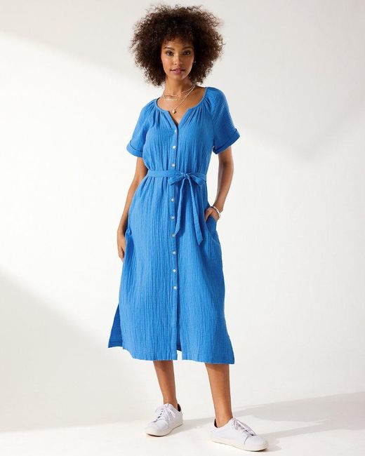 Tommy Bahama Island Gauzetm Midi Dress in Blue | Lyst