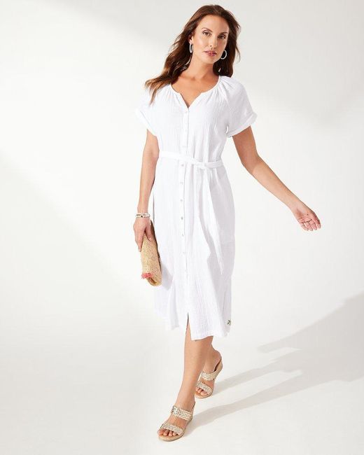 Tommy Bahama Island Gauzetm Midi Dress in White | Lyst