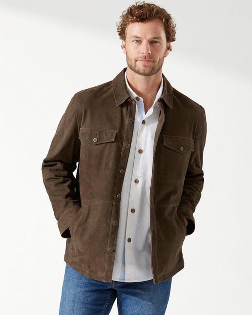 Tommy Bahama Canberra Coast Suede Shirt Jacket in Brown for Men | Lyst
