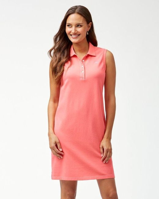 Tommy Bahama Cotton Paradise Classic Sleeveless Polo Dress in Pink - Lyst