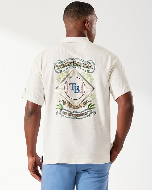 Tommy Bahama Mlb® Run Like You Stole It Silk Camp Shirt in White for
