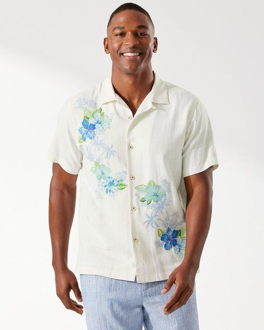 Tommy Bahama Azule Oasis Silk Camp Shirt in White for Men - Lyst