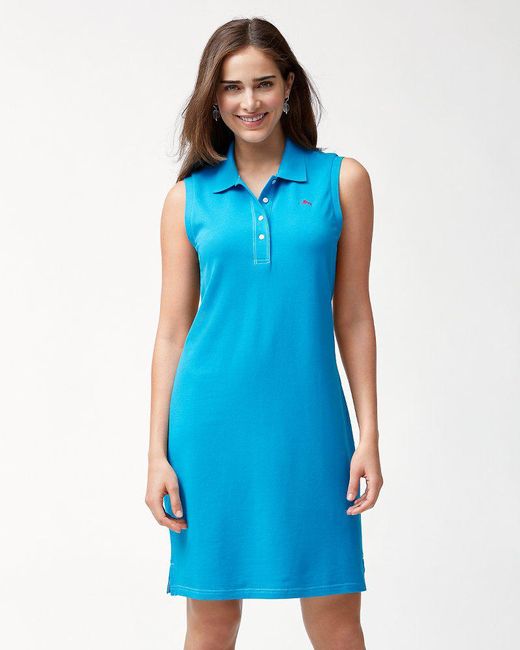 Tommy Bahama Cotton Paradise Classic Sleeveless Polo Dress in Blue - Lyst