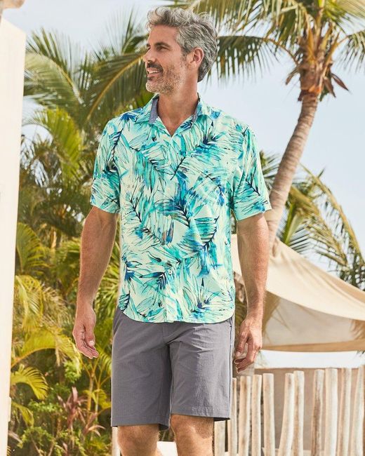 Tommy Bahama Synthetic Veracruz Cay Aqua Fronds Camp Shirt for Men | Lyst