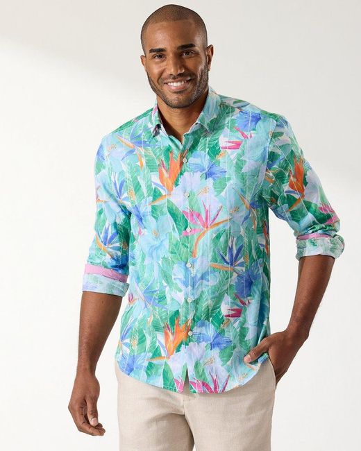 Tommy Bahama Barbados Breeze Airy Blooms Stretch-linen Shirt in Blue ...
