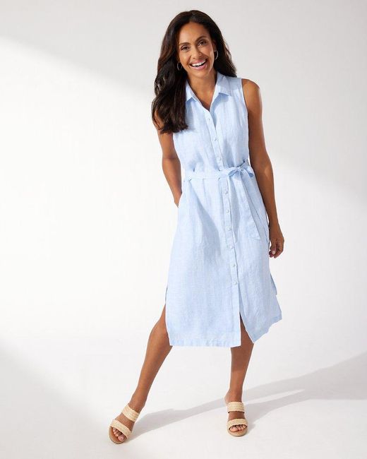 Tommy Bahama Two Palms Ventana Plaid Linen Shirt Dress in Blue | Lyst