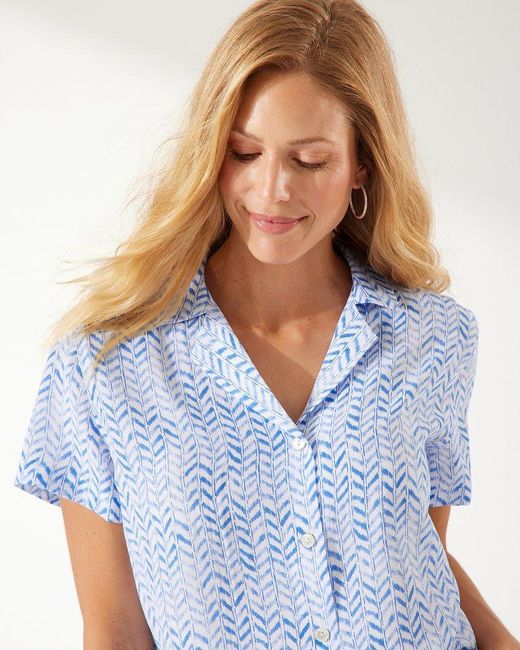 Tommy Bahama Tallula Beachy Keen Silk Camp Shirt in Blue Lyst