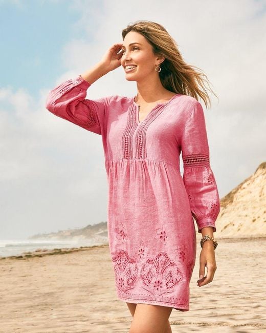 Tommy Bahama St. Lucia Linenblend Splitneck Dress in Pink Lyst