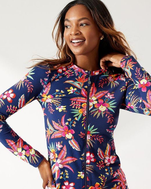 Tommy Bahama Synthetic Island Cays Tropical Rash Guard in Blue Lyst