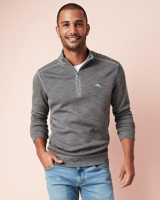 Tommy Bahama Cotton Tobago Bay Half-zip Sweatshirt in Gray for Men - Lyst
