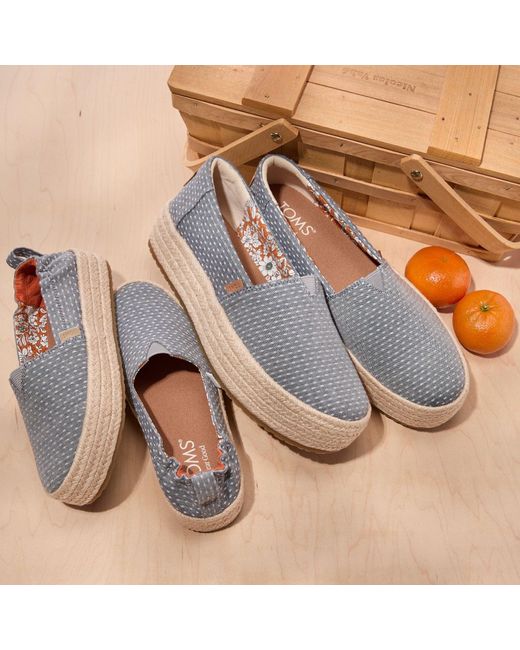 TOMS Blue Valencia Platform Espadrille