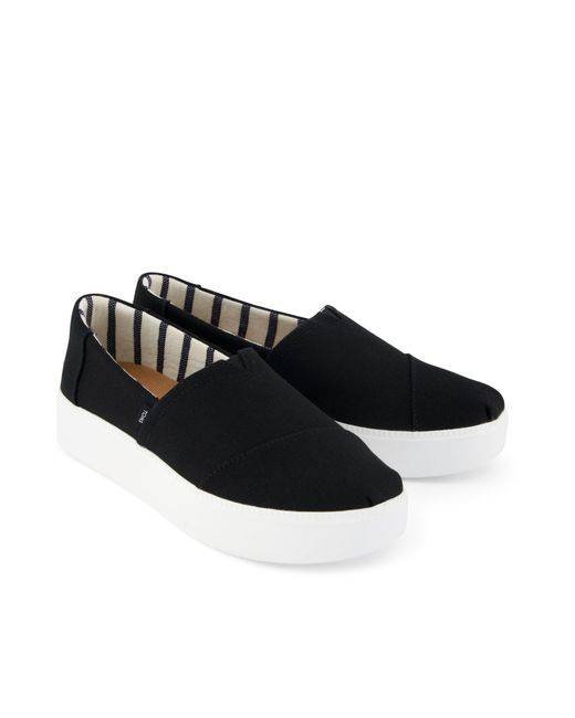 TOMS Black Asher Platform Slip-On Trainer