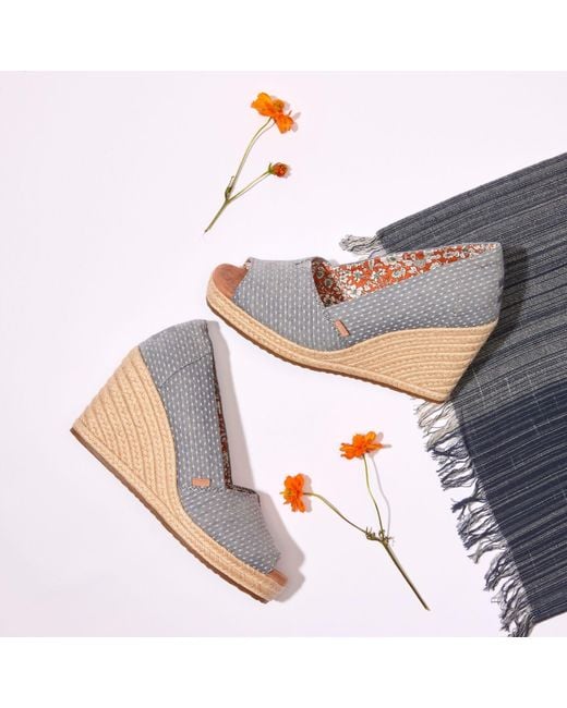 TOMS Blue Essential Wedge Peep-Toe