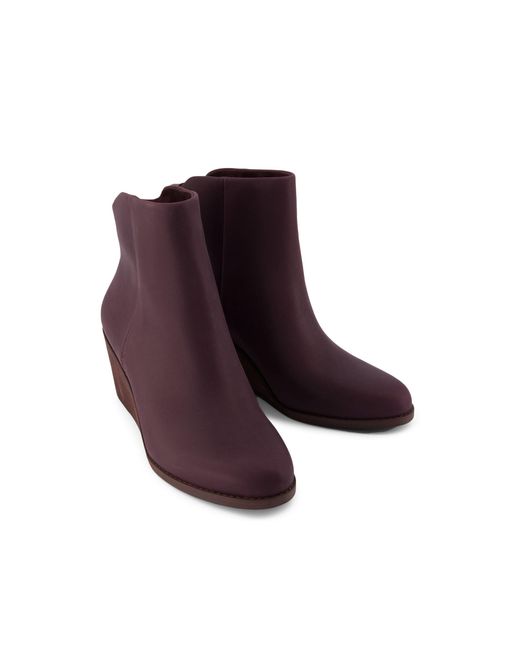 TOMS Brown Wedge Leather Ankle Boots