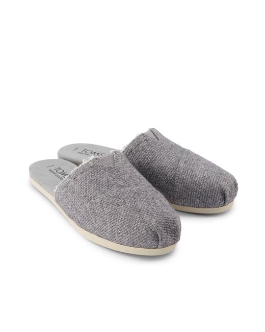 TOMS Gray Faux Shearling Sparkle Alpargata Mules