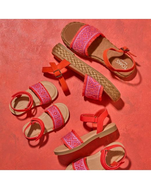 TOMS Red Abby Platform Sandal