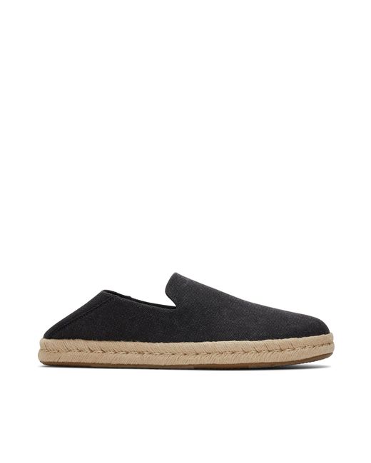 TOMS Black Espadrille Rope Sole Recycled Cotton Canvas Slip On Shoe Santiago for men