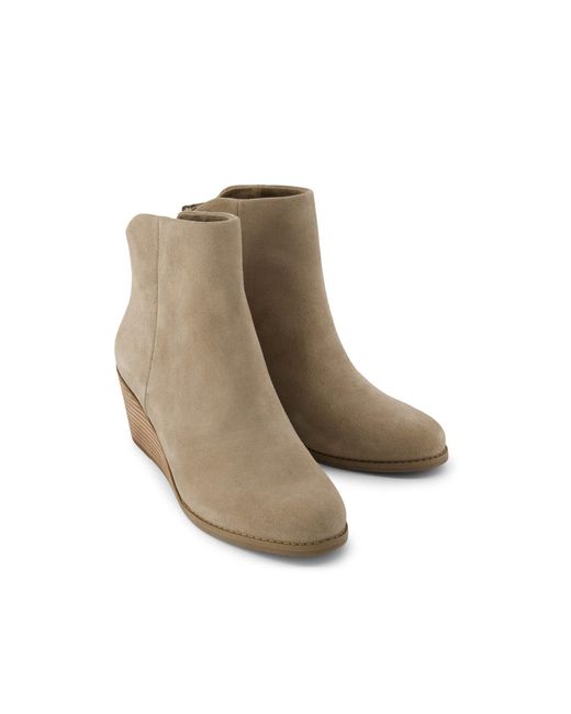 TOMS Brown Suede Wedge Ankle Boots