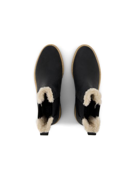 TOMS Black Faux Fur Lined Chelsea Bennet Boots